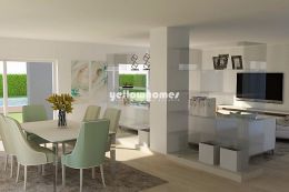 Moradia moderna de três quartos em construção